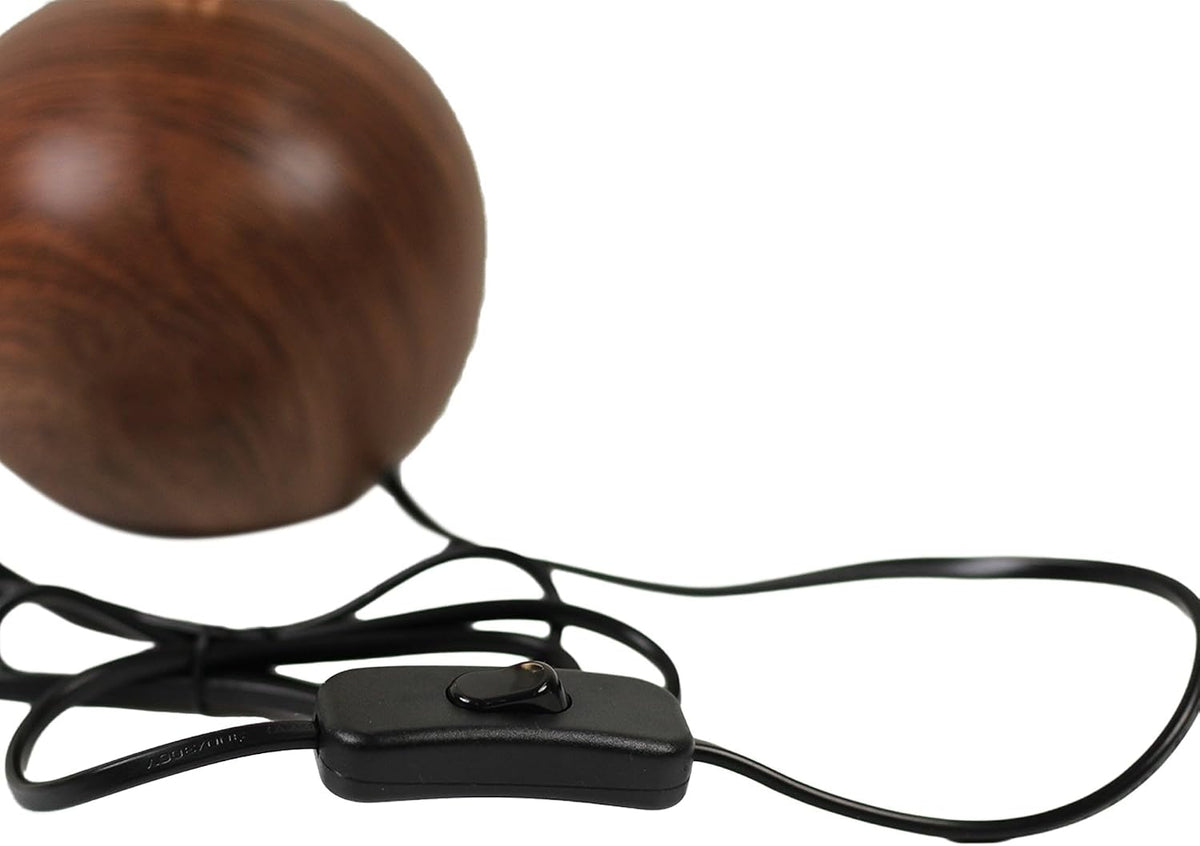 Genecore Ceramic Globe Table Lamp – Walnut Base, Beige Shade