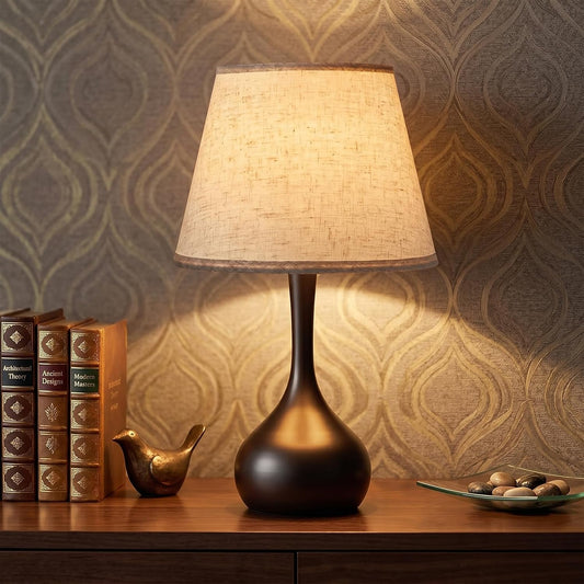 Genecore Touch Bedside Table Lamp – 3-Way Dimmable with Fabric Shade